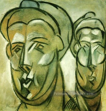 Deux Tetes Femme Fernande Olivier 1909 cubisme Pablo Picasso Peinture à l'huile
